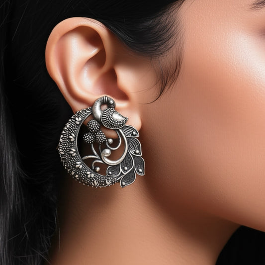 924371 Pretty Precious Fashion Oxidised Silver Stylish Party Wear Earrings for Women and Girls
