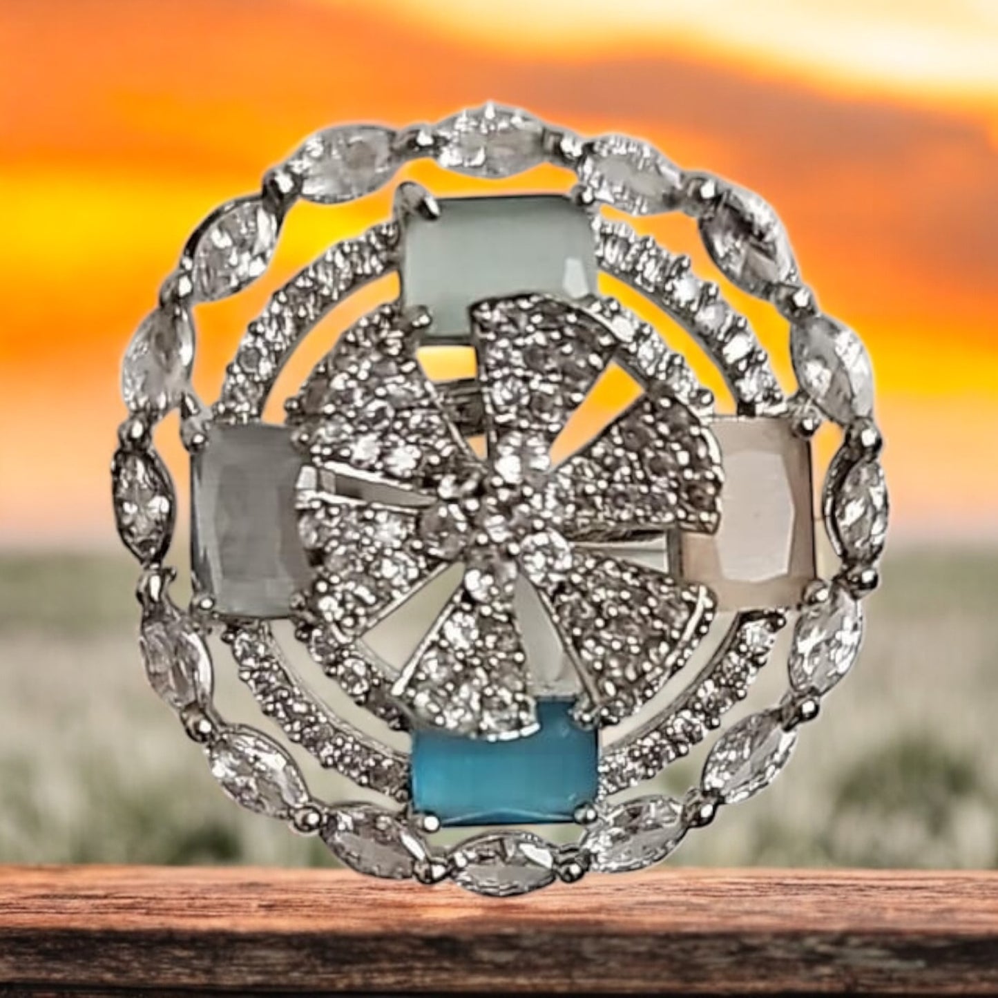 50117 Cz Adjustable Ring Multicolored