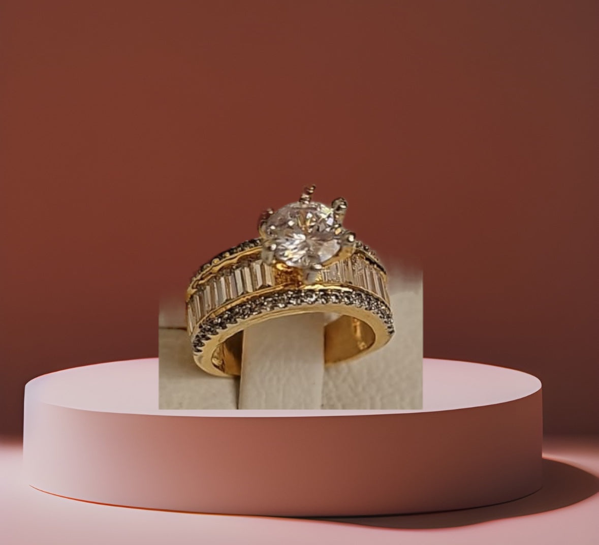 91609-RN Cz Adjustable Ring 2 Tone