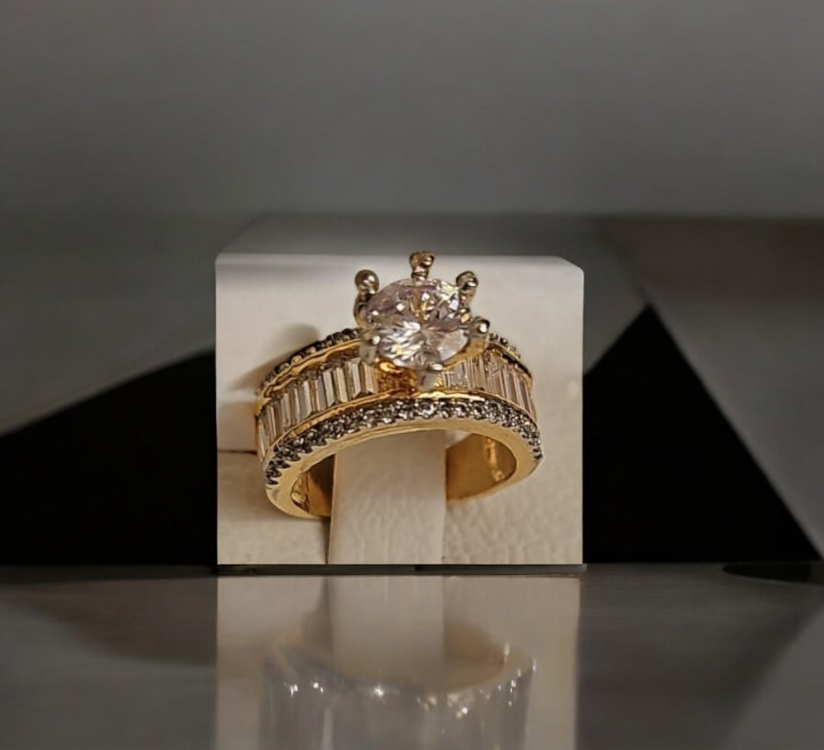 91609-RN Cz Adjustable Ring 2 Tone