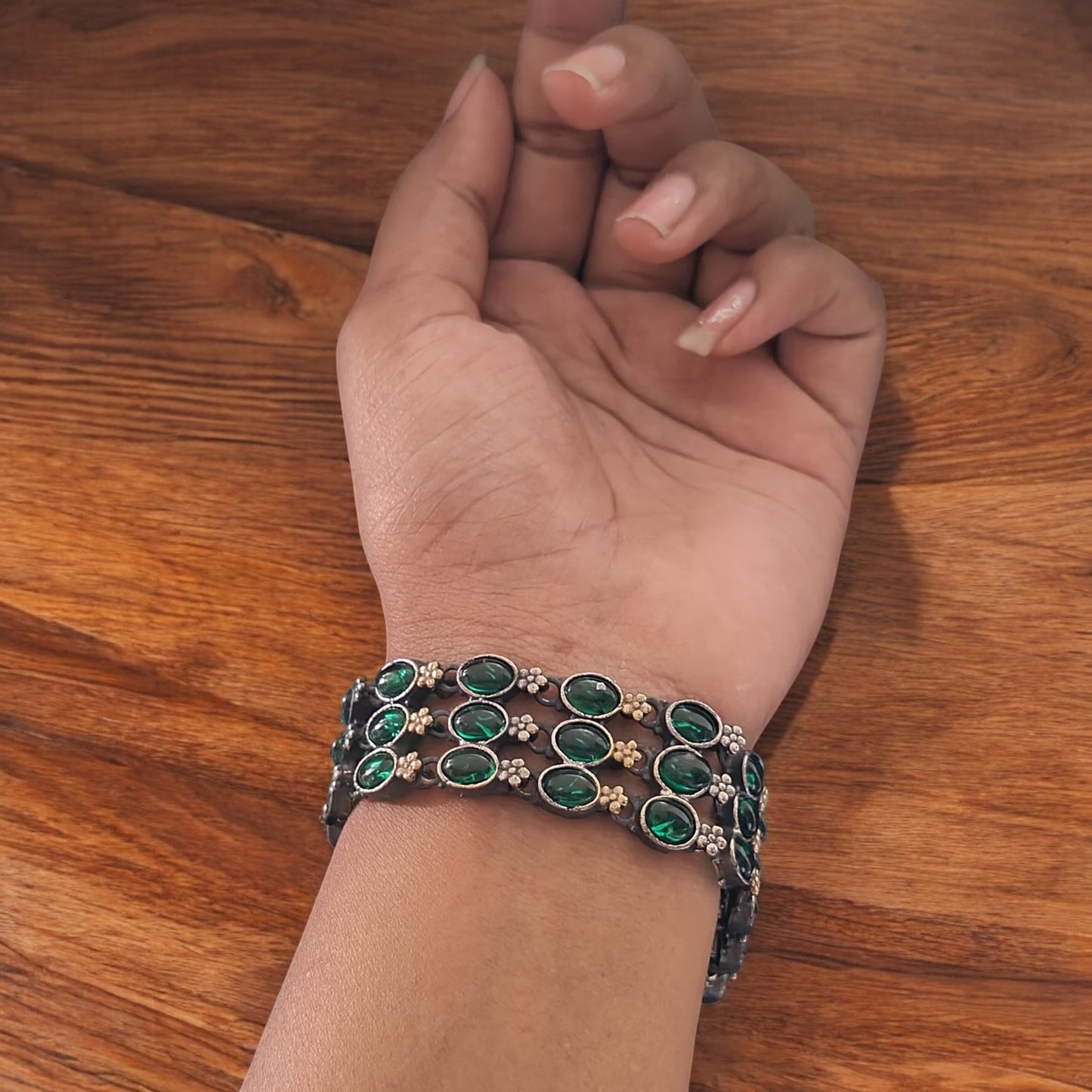 93509-BRO Classic Kada With Oxidised Plating-Green