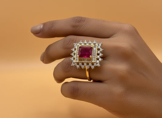 1034 Cz Adjustable Ring-Ruby