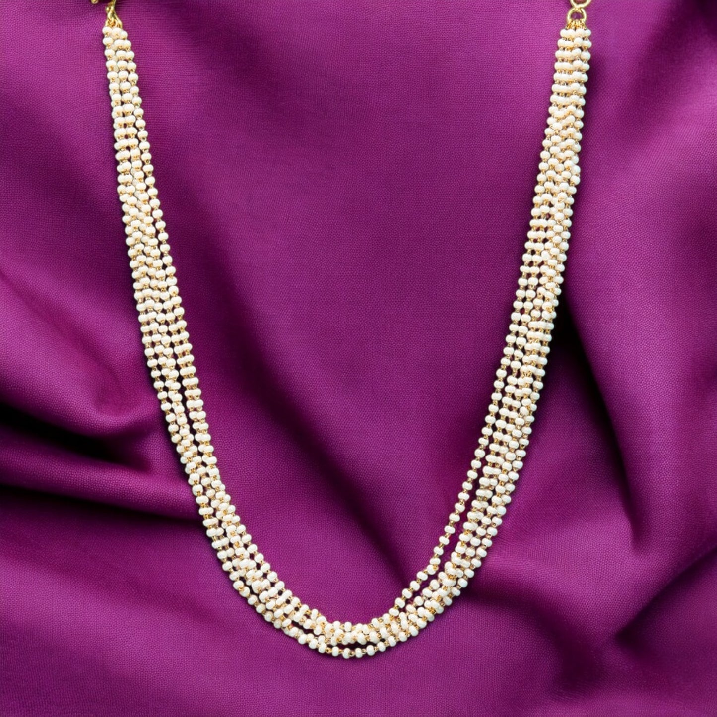 434380 Cz 5 Line Mala Necklace With Gold Plating