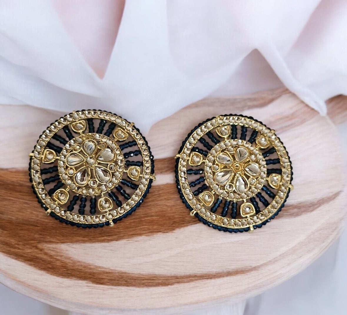 109005-Indo Western (Kundan) Earring-Dark Blue