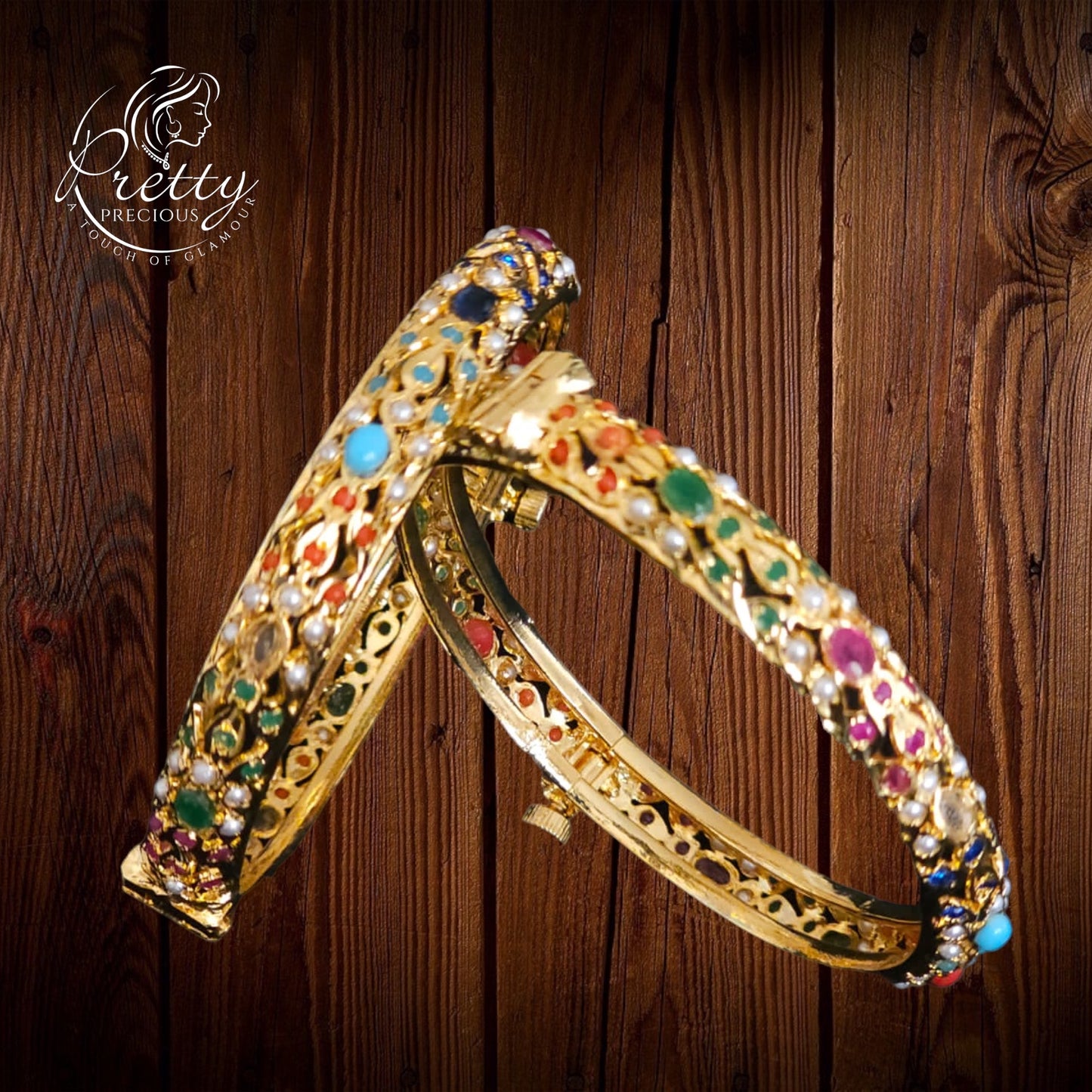 MJ-K-920009- Jadau Classic Bangles With 1 gm 24K Gold Plating