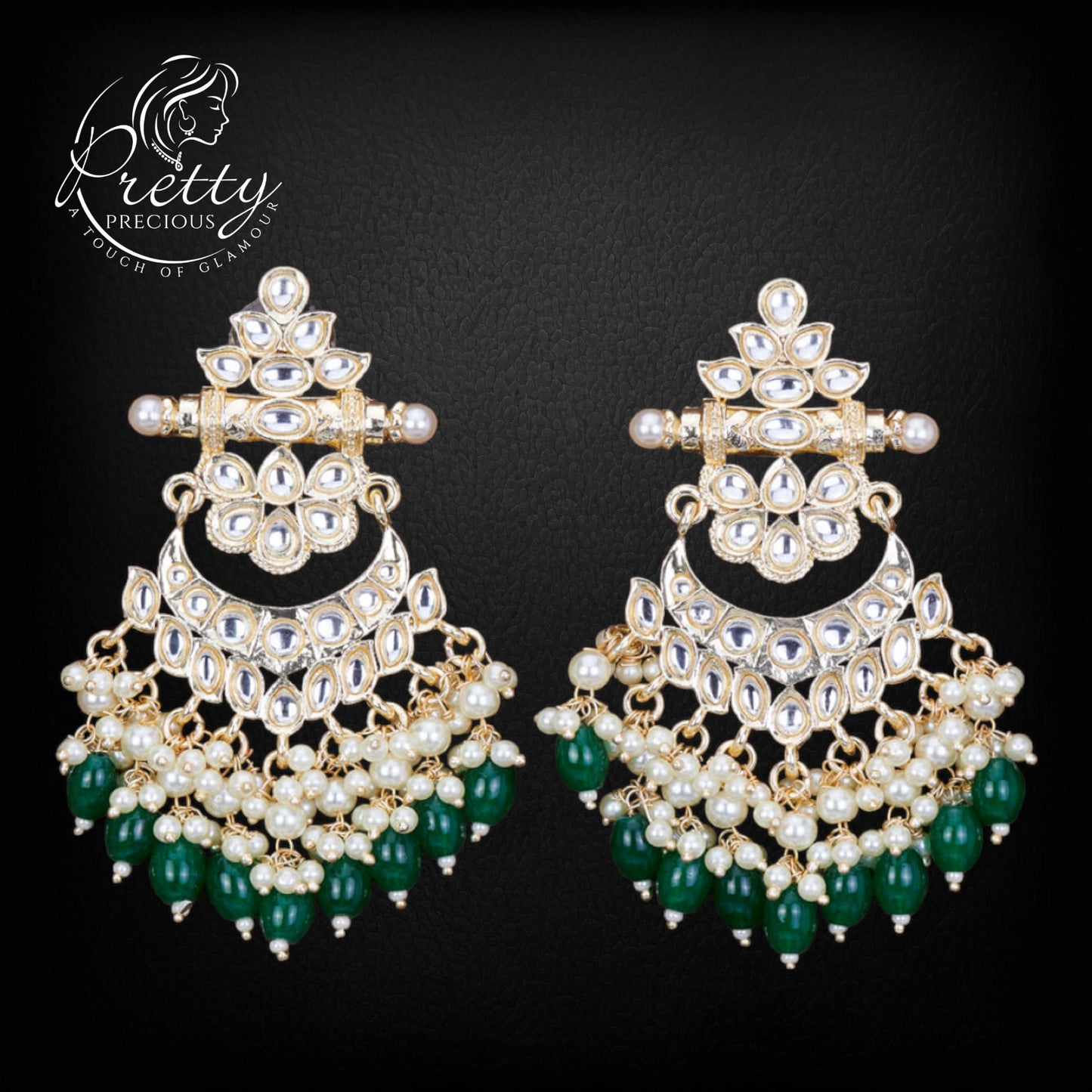 109106 Indo Western Chand Earring With Gold Plating-Ramgreen