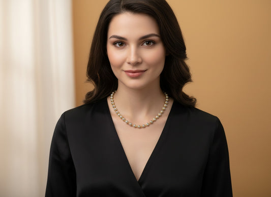 1043 Cubic Zirconia Mala Necklace-2 Tone