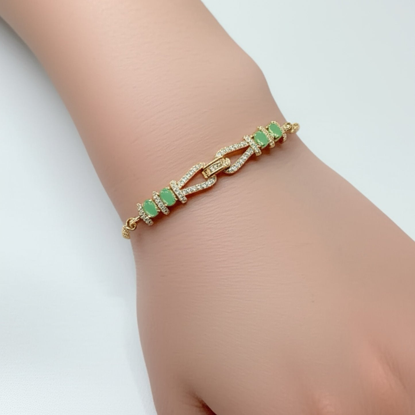 91409-BR Adjustable Bracelet With Rhodium Plating-Mint