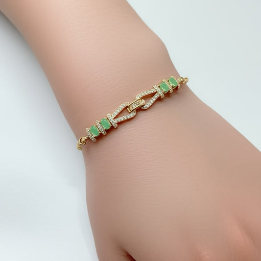 91409-BR Adjustable Bracelet With Rhodium Plating-Mint