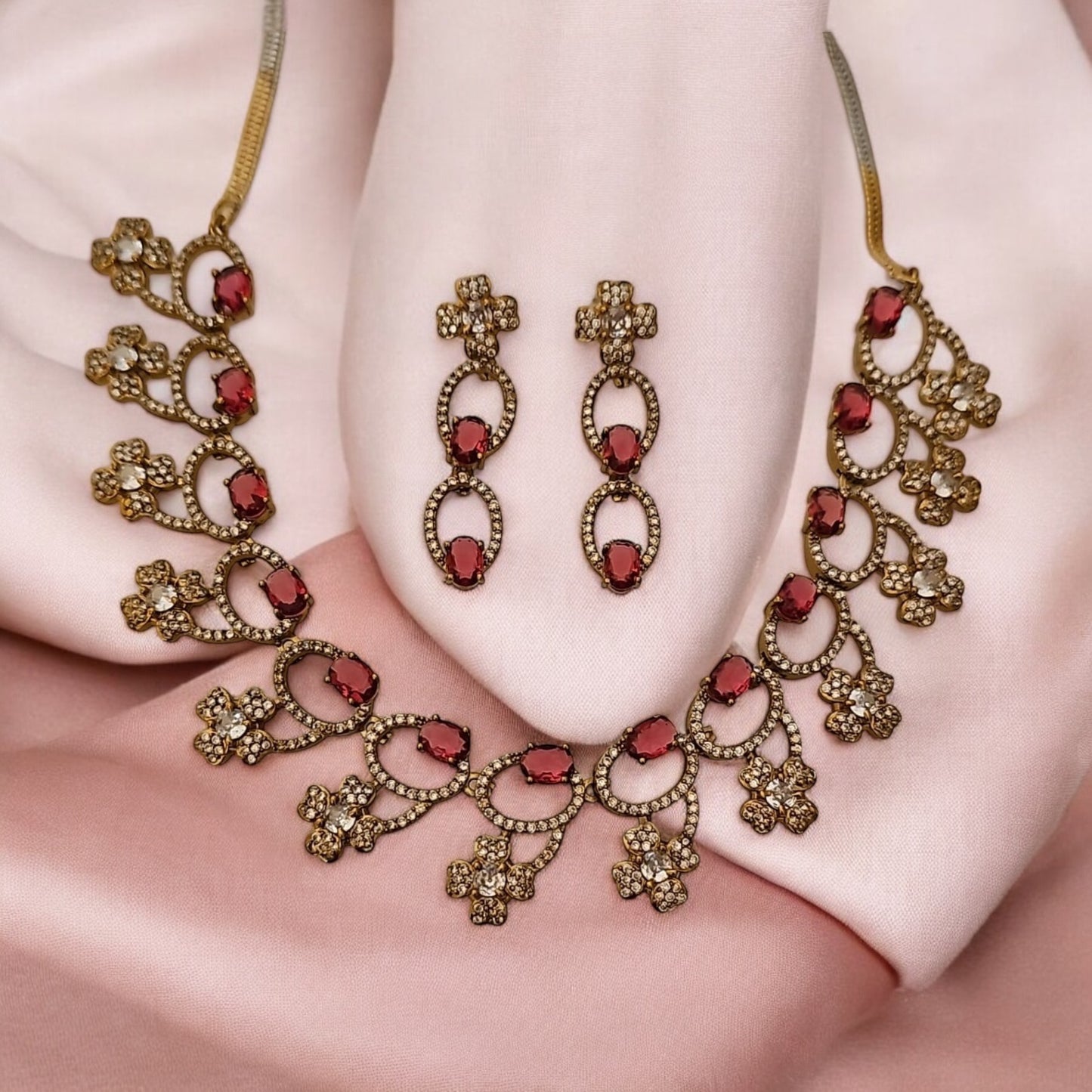 96359-NS Cz Delicate Necklace-Ruby