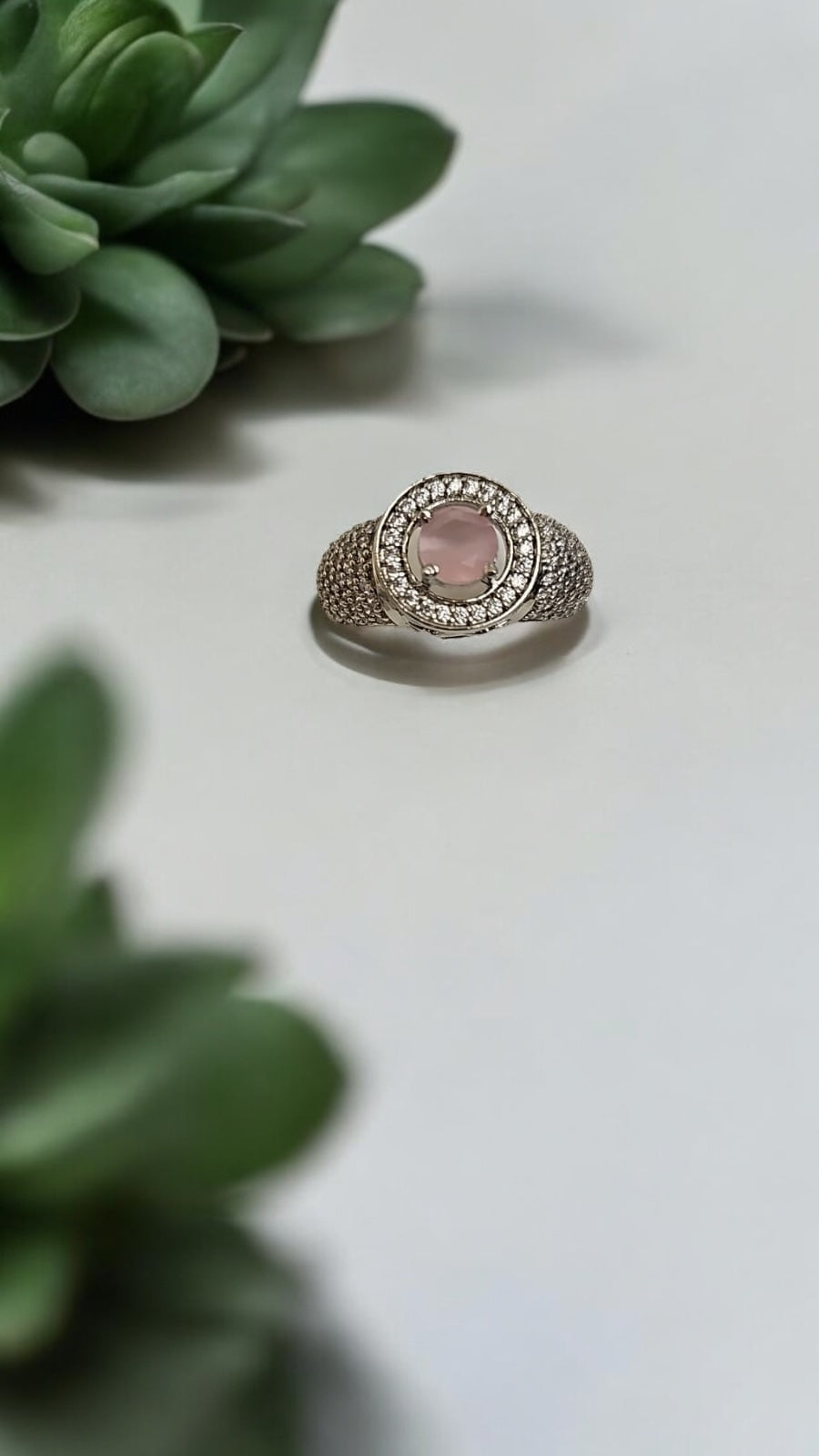 92409-RN Cz Adjustable Ring Pink