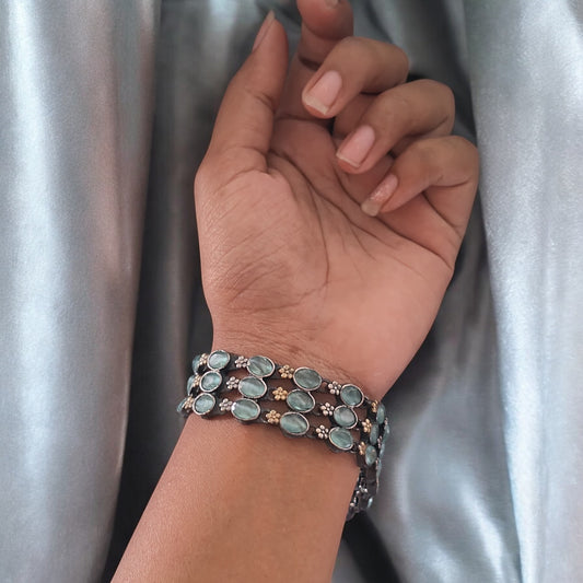 93509-BRO Classic Kada With Oxidised Plating-Aqua