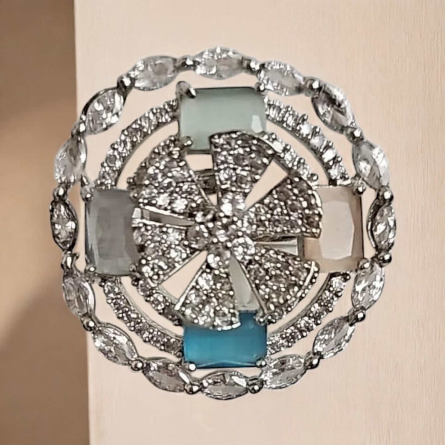 50117 Cz Adjustable Ring Multicolored