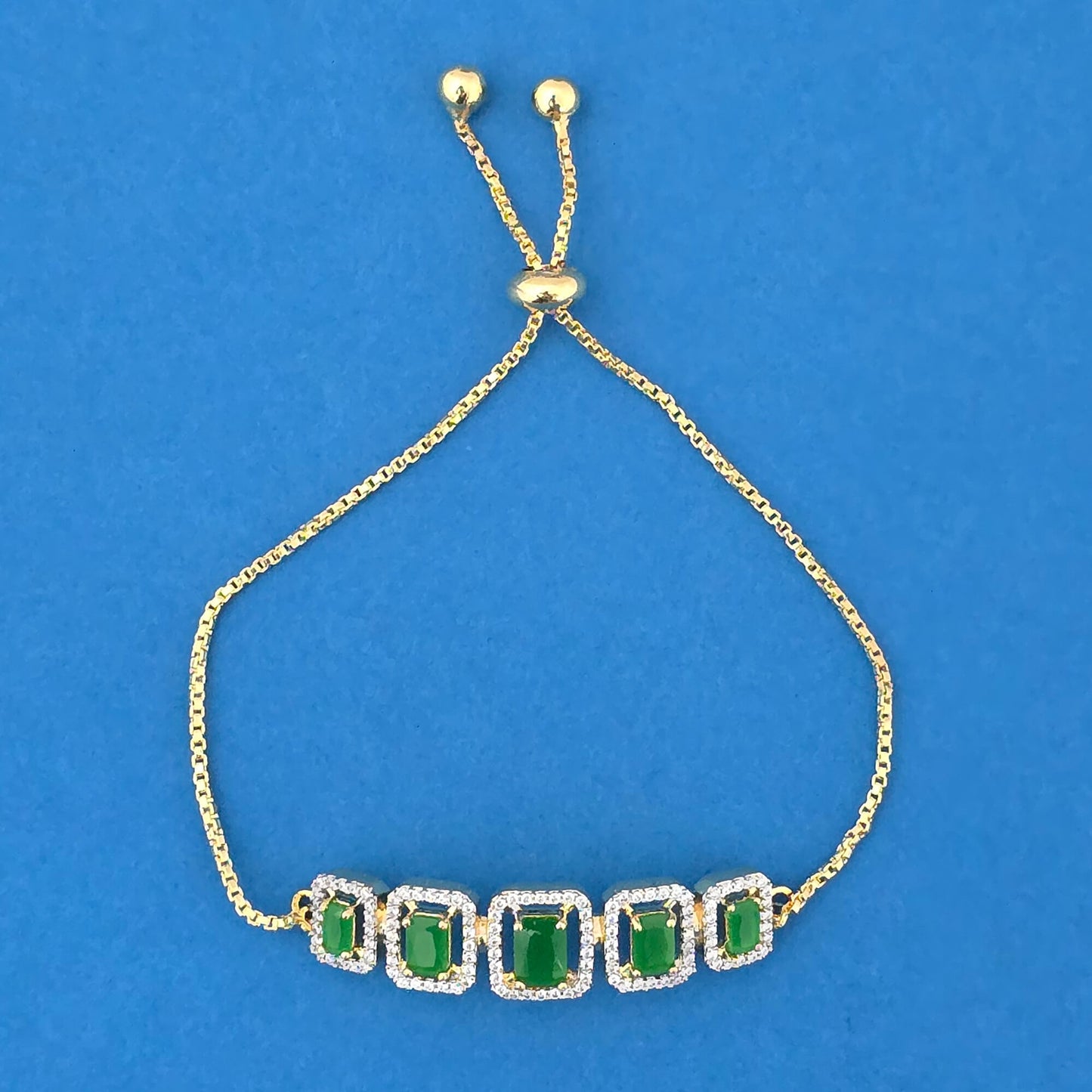 439526 Cubic Zirconia Classic Bracelet With 2 Tone Plating-Green