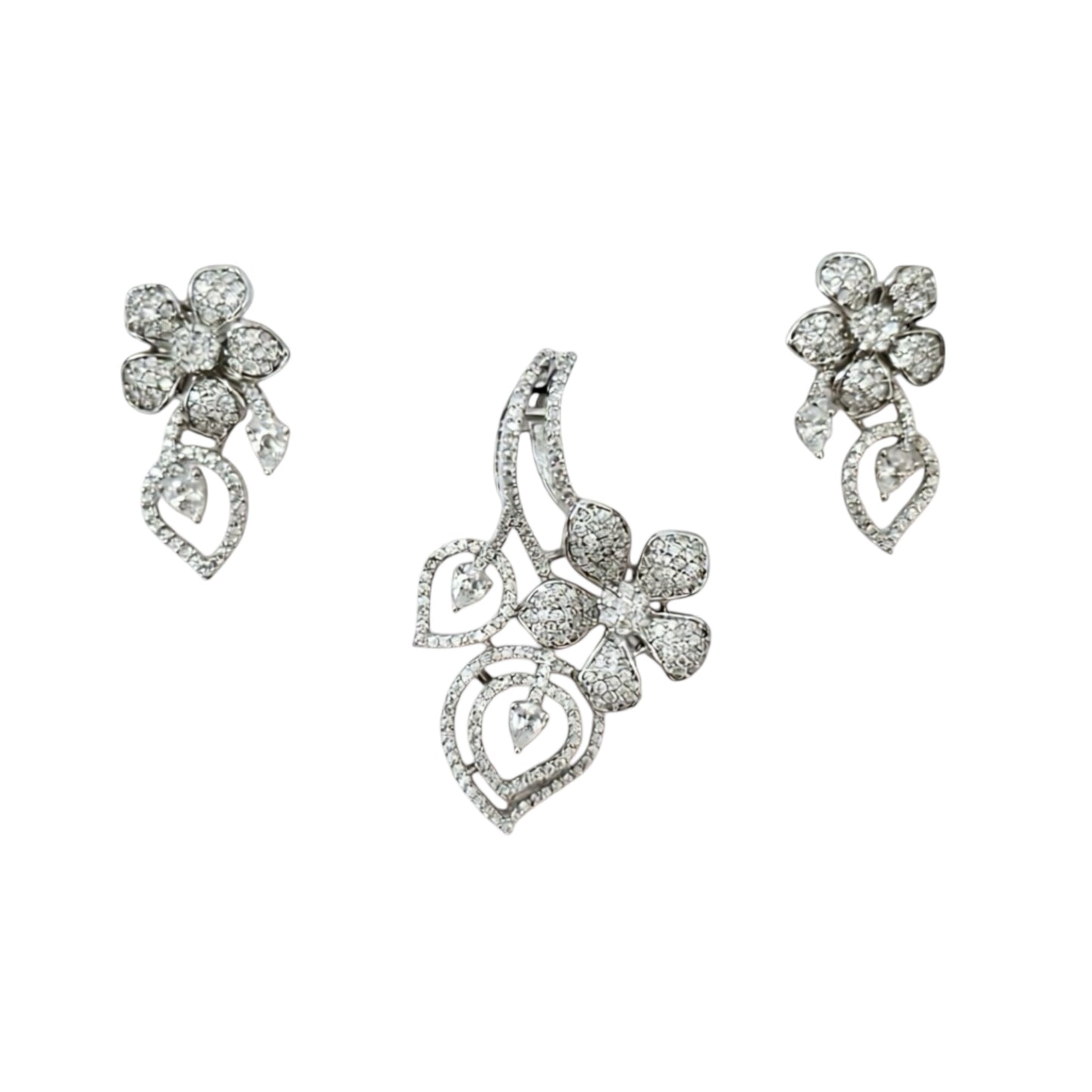 24336-American Diamond Delicate Pendant Set With Rhodium Plating