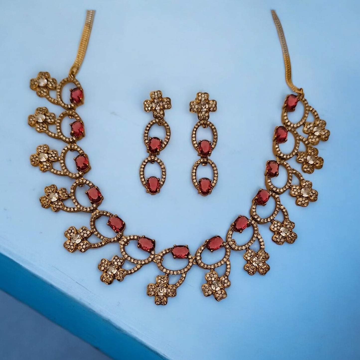 96359-NS Cz Delicate Necklace-Ruby