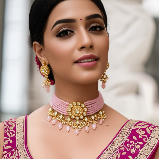 97309-NS Cz Delicate Necklace Pink