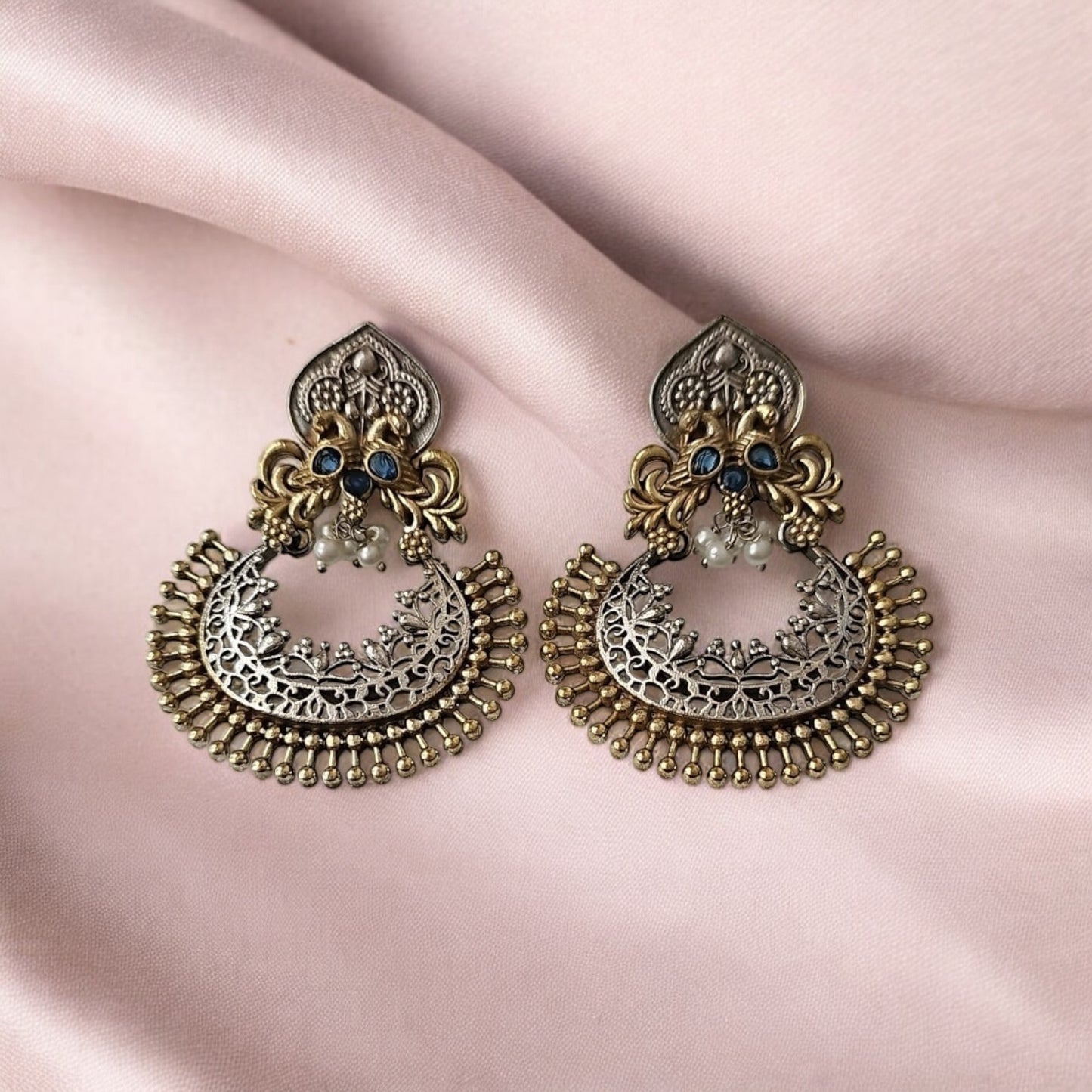 808654 Pretty Precious Fashion Oxidised Silver Stylish Party Wear Earrings for Women and Girls