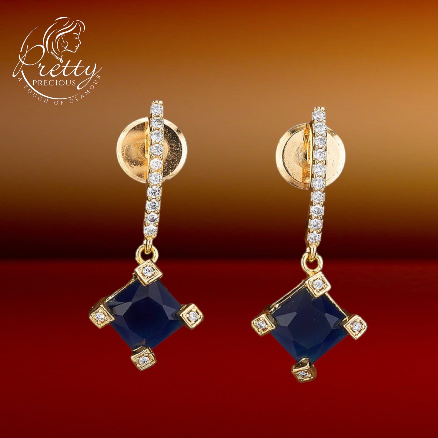 422391 Cz Short Earring With Gold Plating