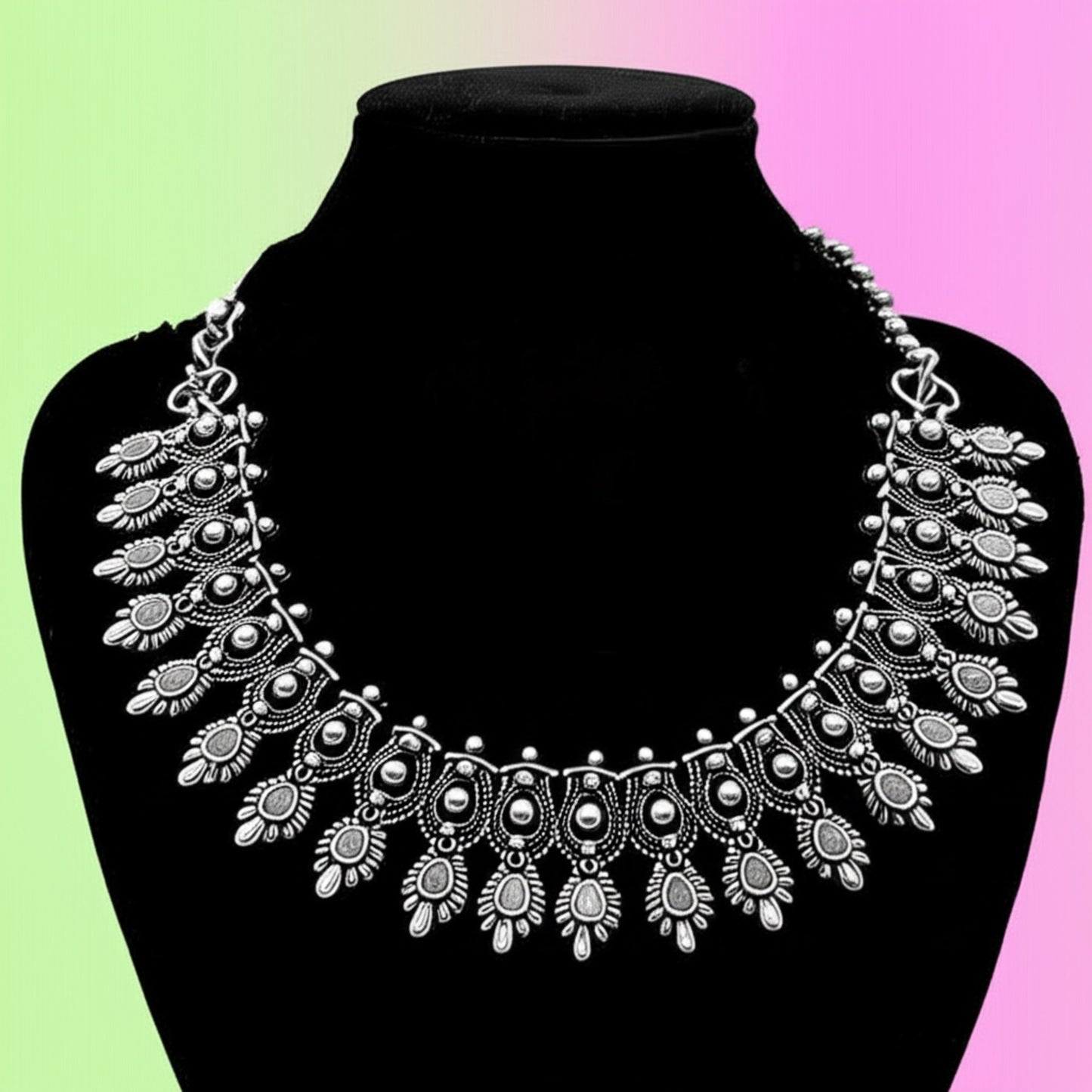 804612 Trendy Necklace With Oxidised Plating