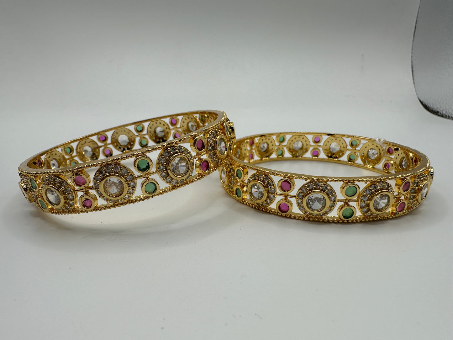 1004 Cz Classic Bangles-Size 2.8-Ruby Green