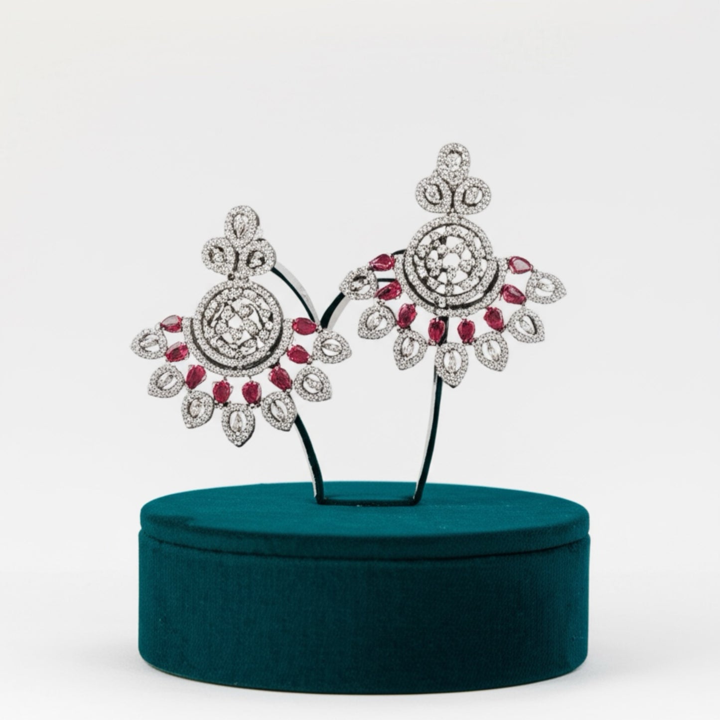 420228-R Earring With Rhodium Plating-Ruby