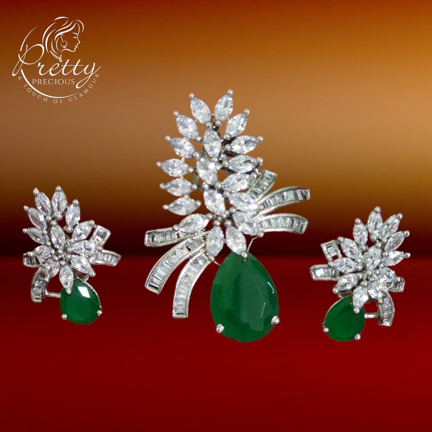 423784 Cz Delicate Pendant Set With Rhodium Plating