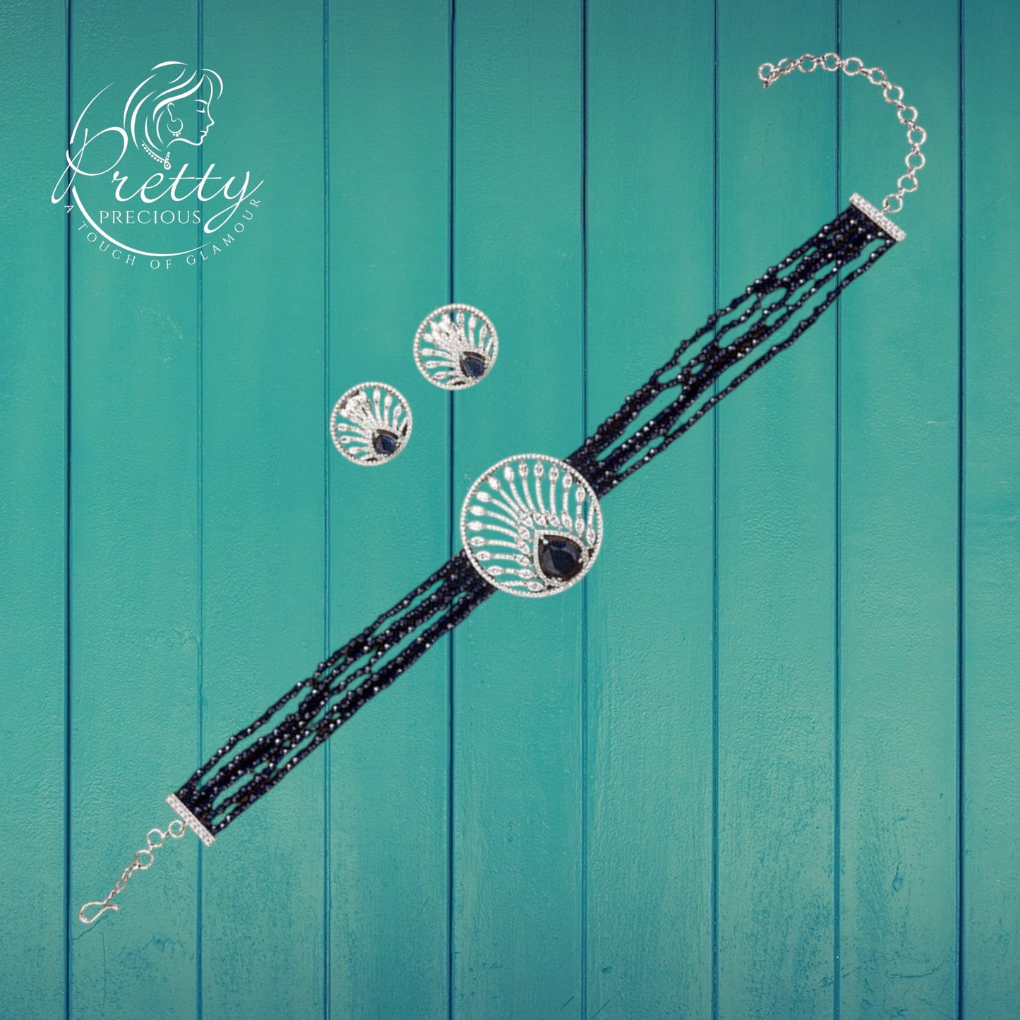 432118 Cz Delicate Necklace Blue