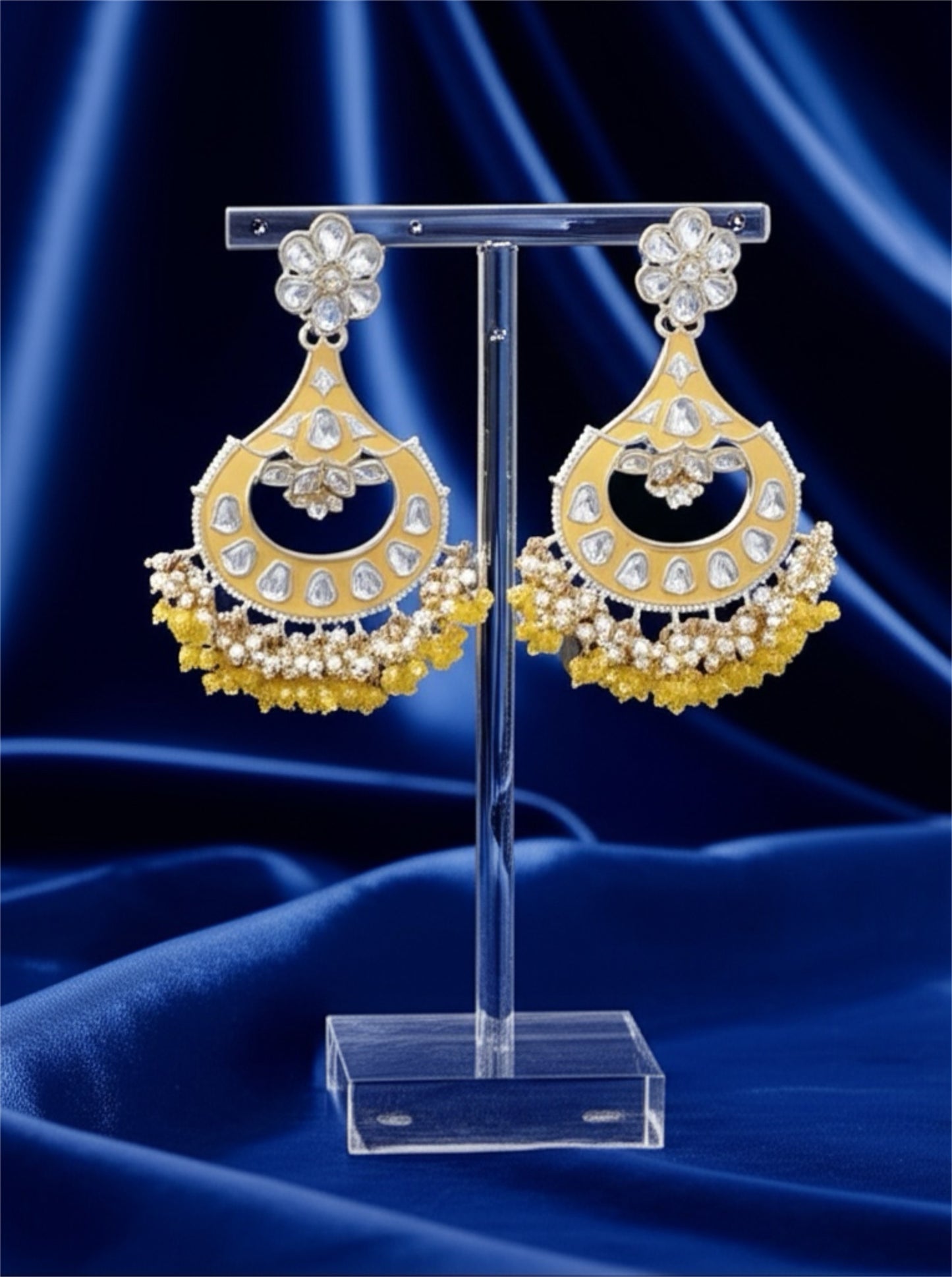 110721-Indo Western (Kundan) Earring-Yellow