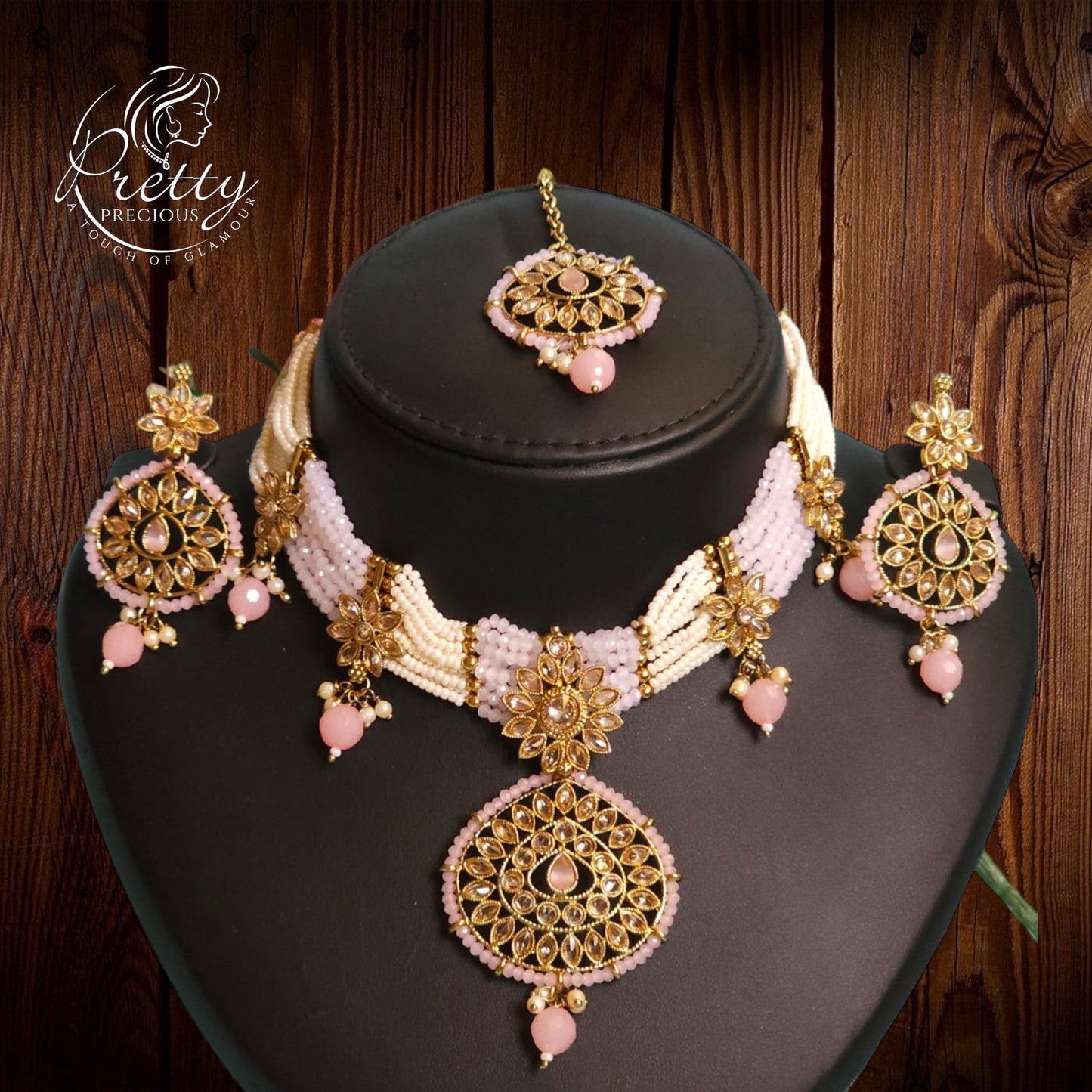 910759-NS Cz Delicate Necklace Pink
