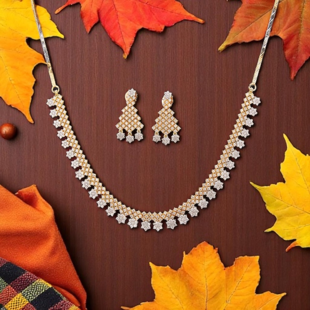 431527 Cz Delicate Necklace Two Tone