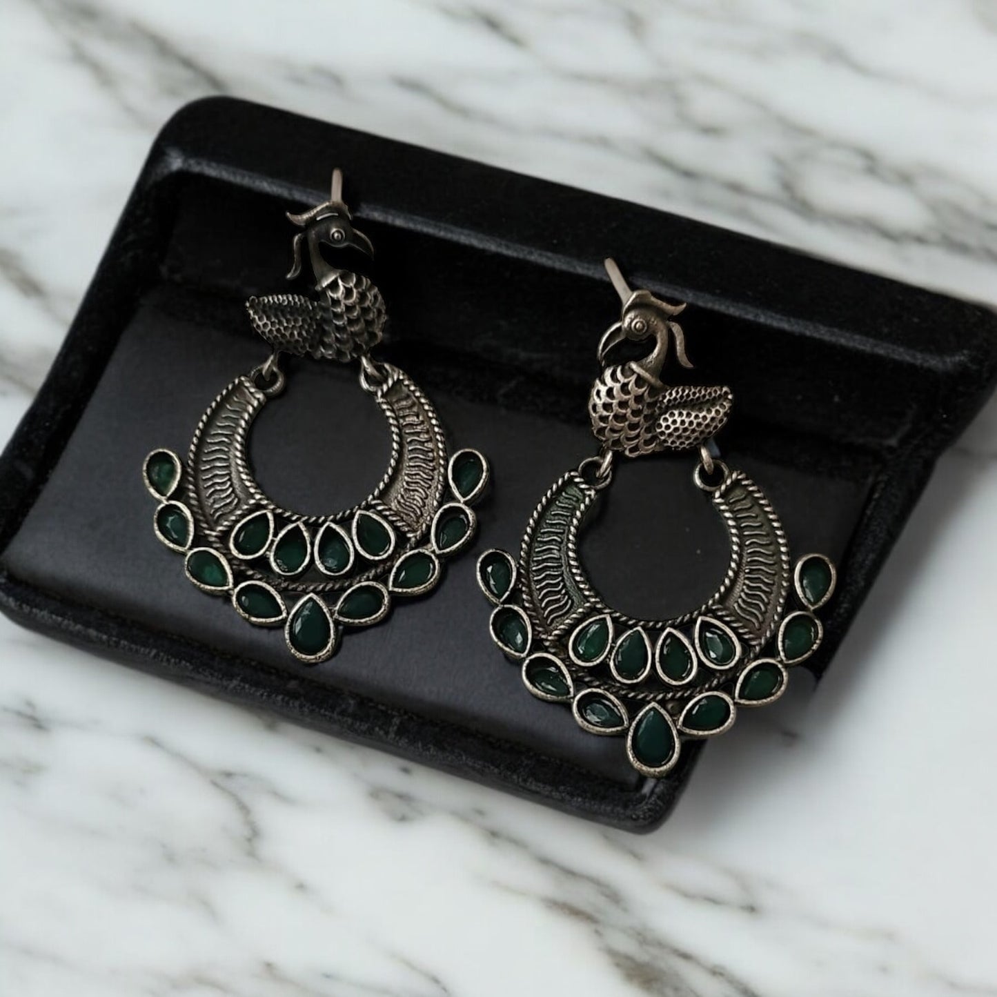 801974 Pretty Precious Fashion Oxidised Silver Stylish Party Wear Earrings for Women and Girls