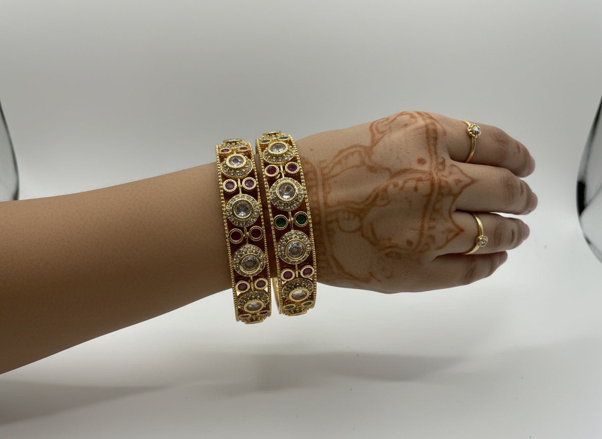 1004 Cz Classic Bangles-Size 2.8-Ruby Green