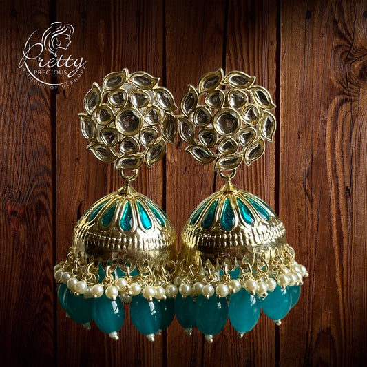 108906 Indo Western Meenakari Earring With Gold Plating-Ramagreen