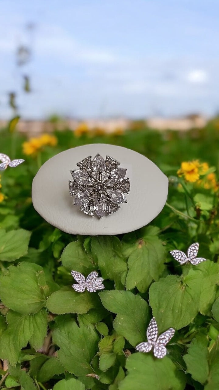 Ring250 Cz Adjustable Ring Silver