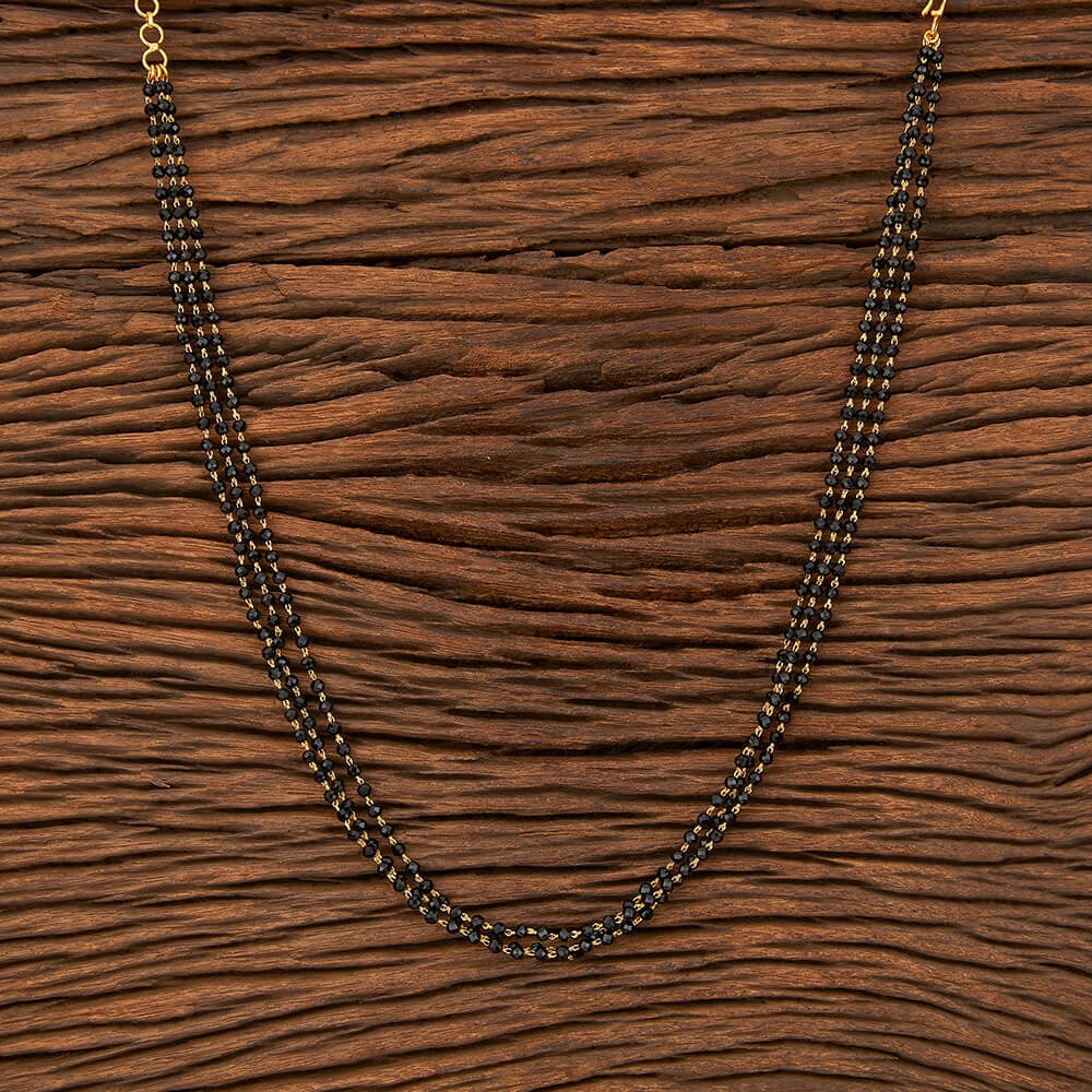 423100 Cz 3 Line Necklace With Gold Plating-Black