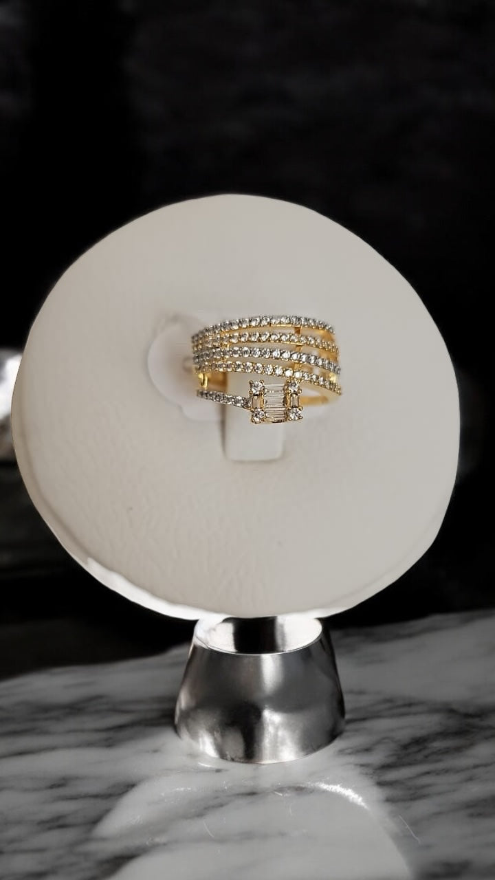 421147 Cz Adjustable Ring 2 Tone