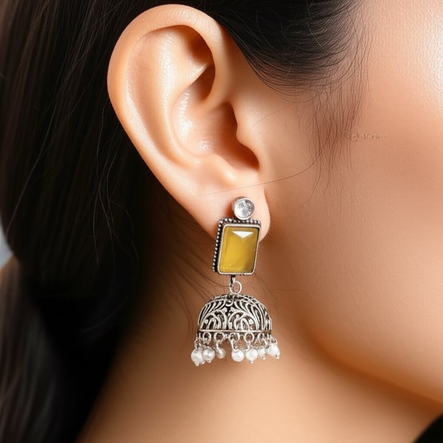 805828 Pretty Precious Fashion Oxidised Silver Stylish Party Wear Earrings for Women and Girls