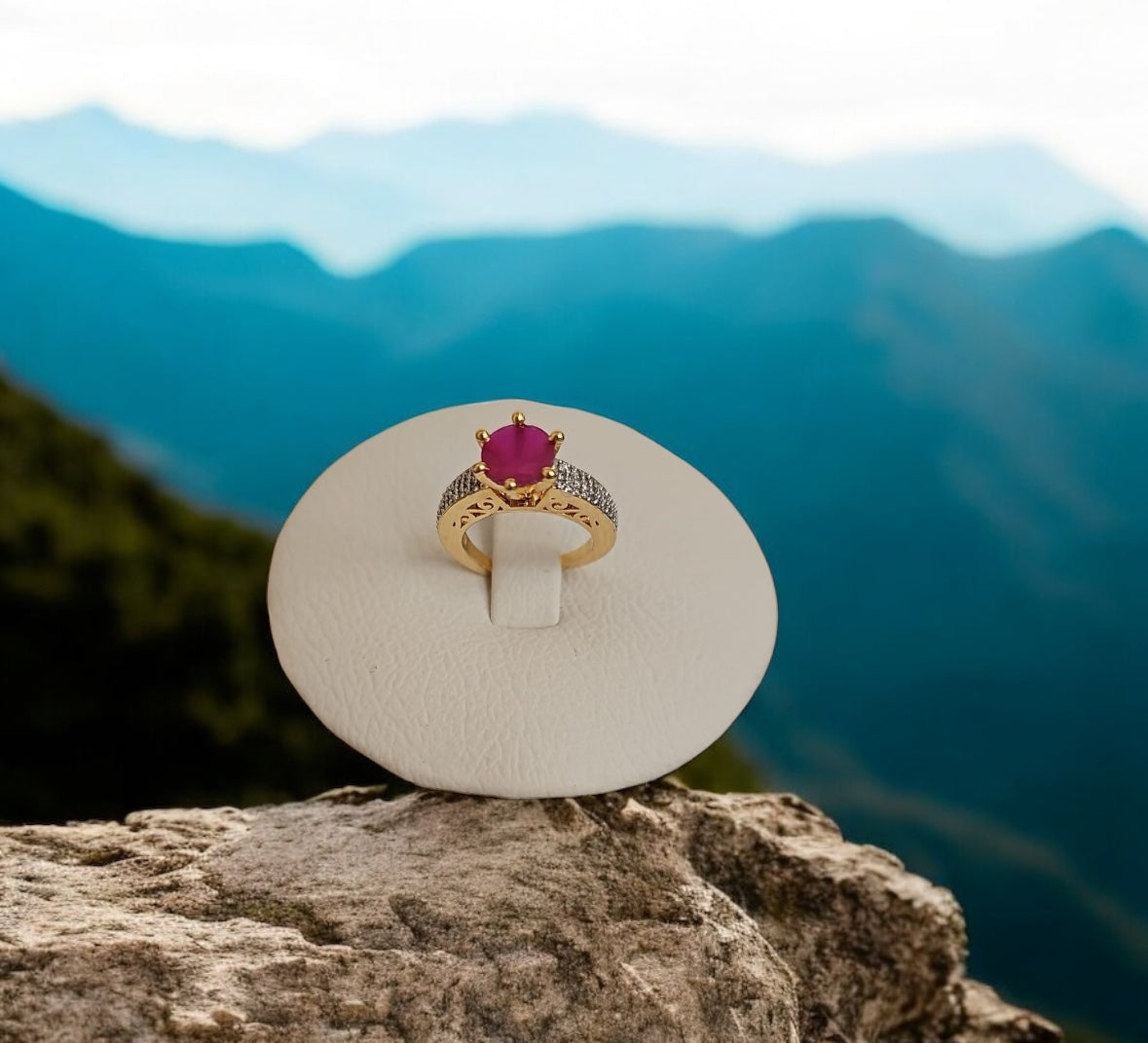 91259 Cz Adjustable Ring Ruby