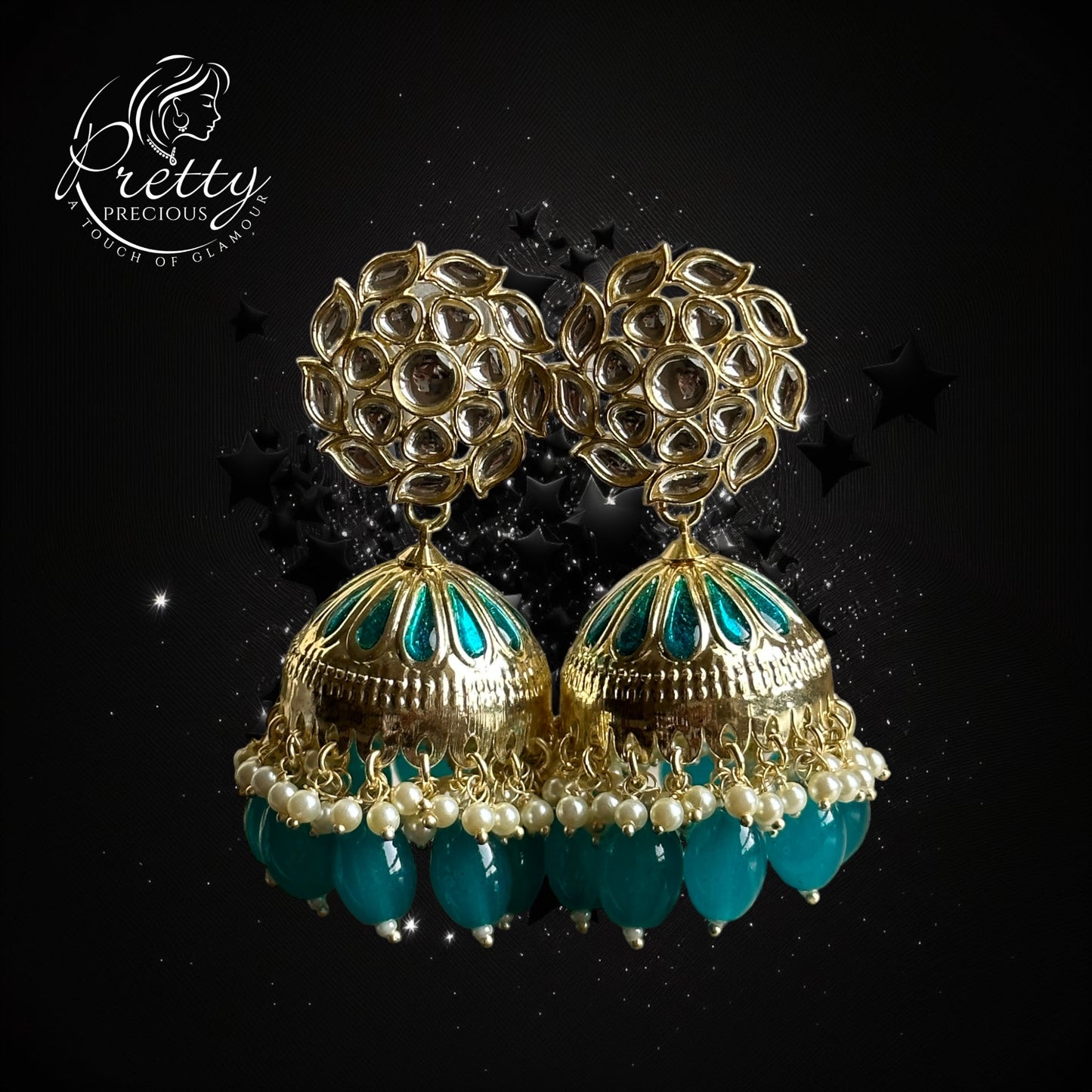 108906 Indo Western Meenakari Earring With Gold Plating-Ramagreen