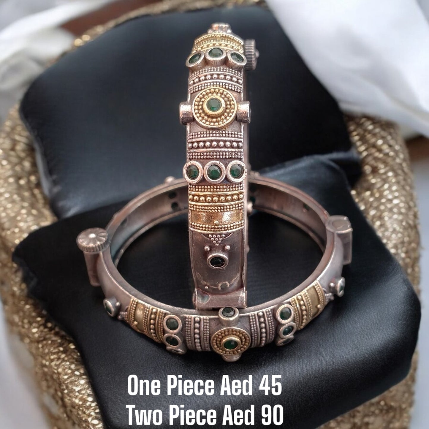 94509-KDO Classic Kada With Oxidised Plating-Design 2-Green