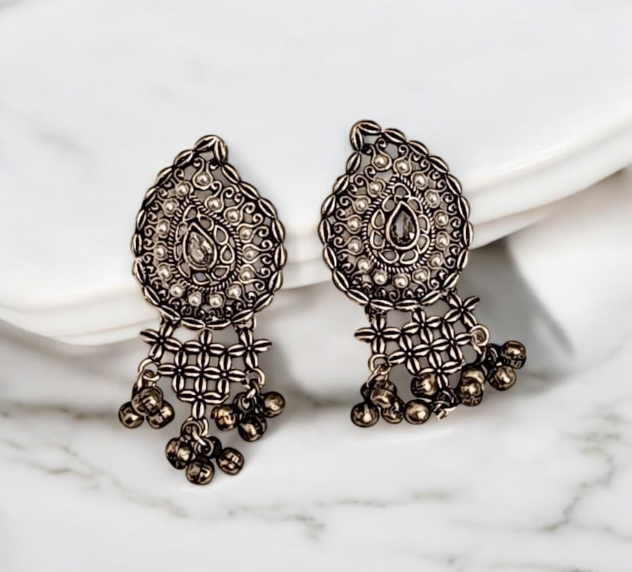 804992 Pretty Precious Fashion Oxidised Silver Stylish Party Wear Earrings for Women and Girls