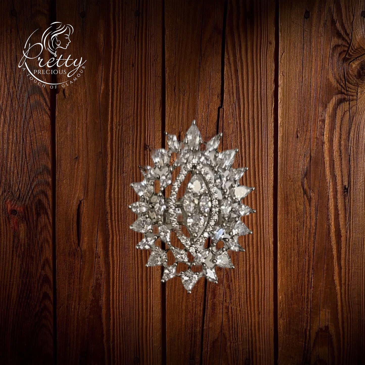 435364 Cz Adjustable Ring Silver