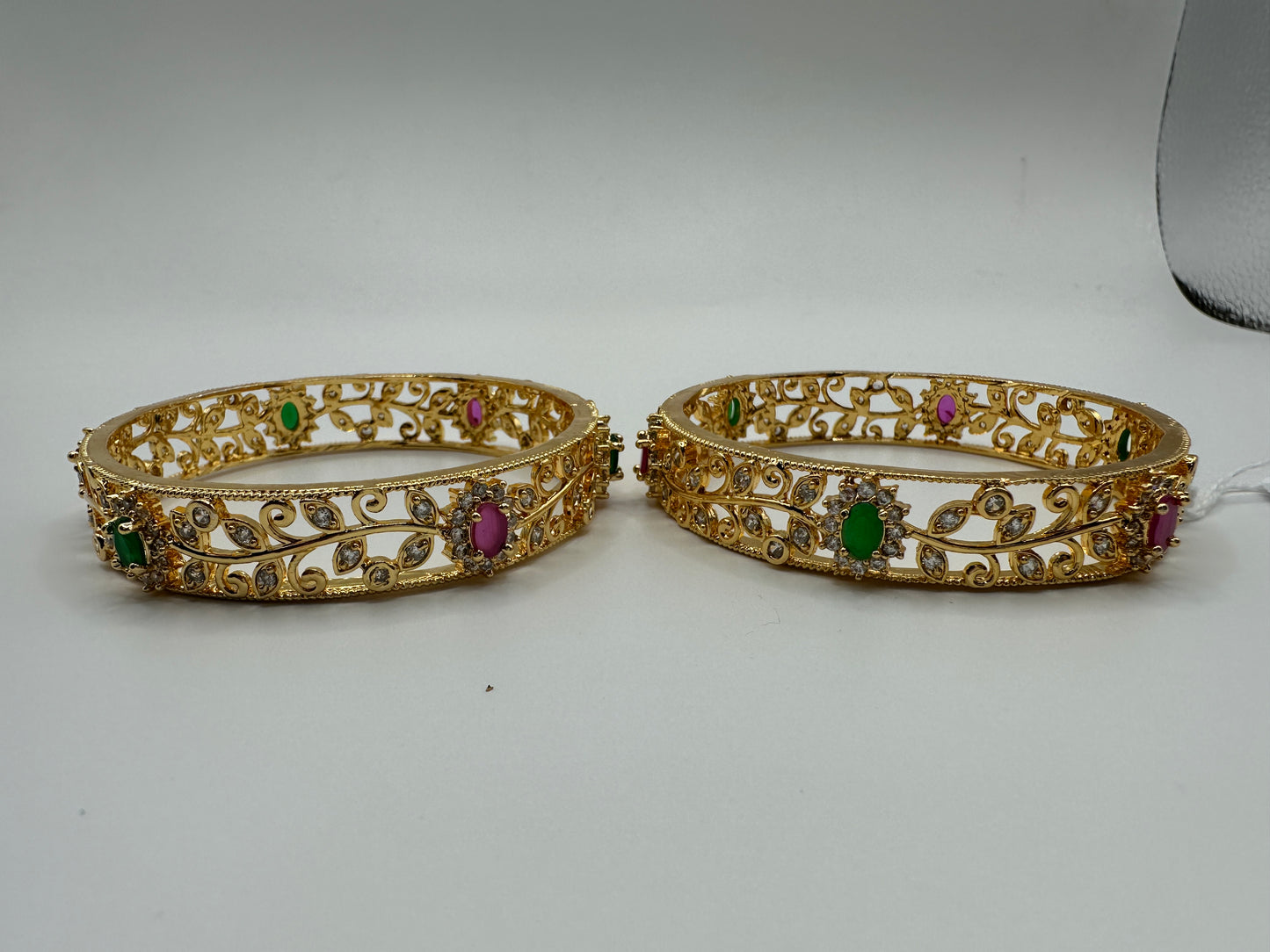 1023 Women’s American Diamond Bangles – Elegant and Stylish Daily & Party Wear Jewellery-Size 2.4-Ruby Green