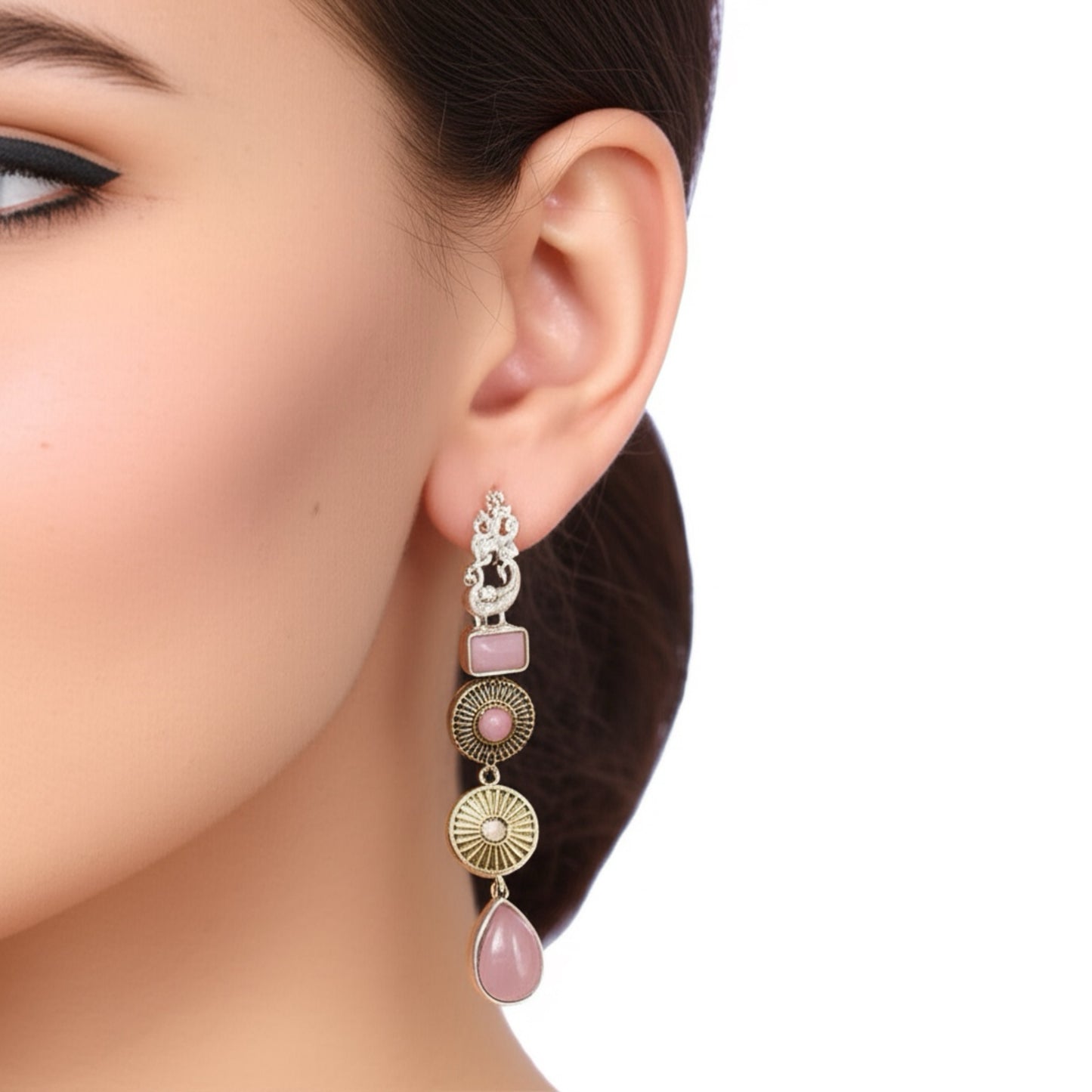 808921 Pretty Precious Fashion Oxidised Silver Stylish Party Wear Earrings for Women and Girls