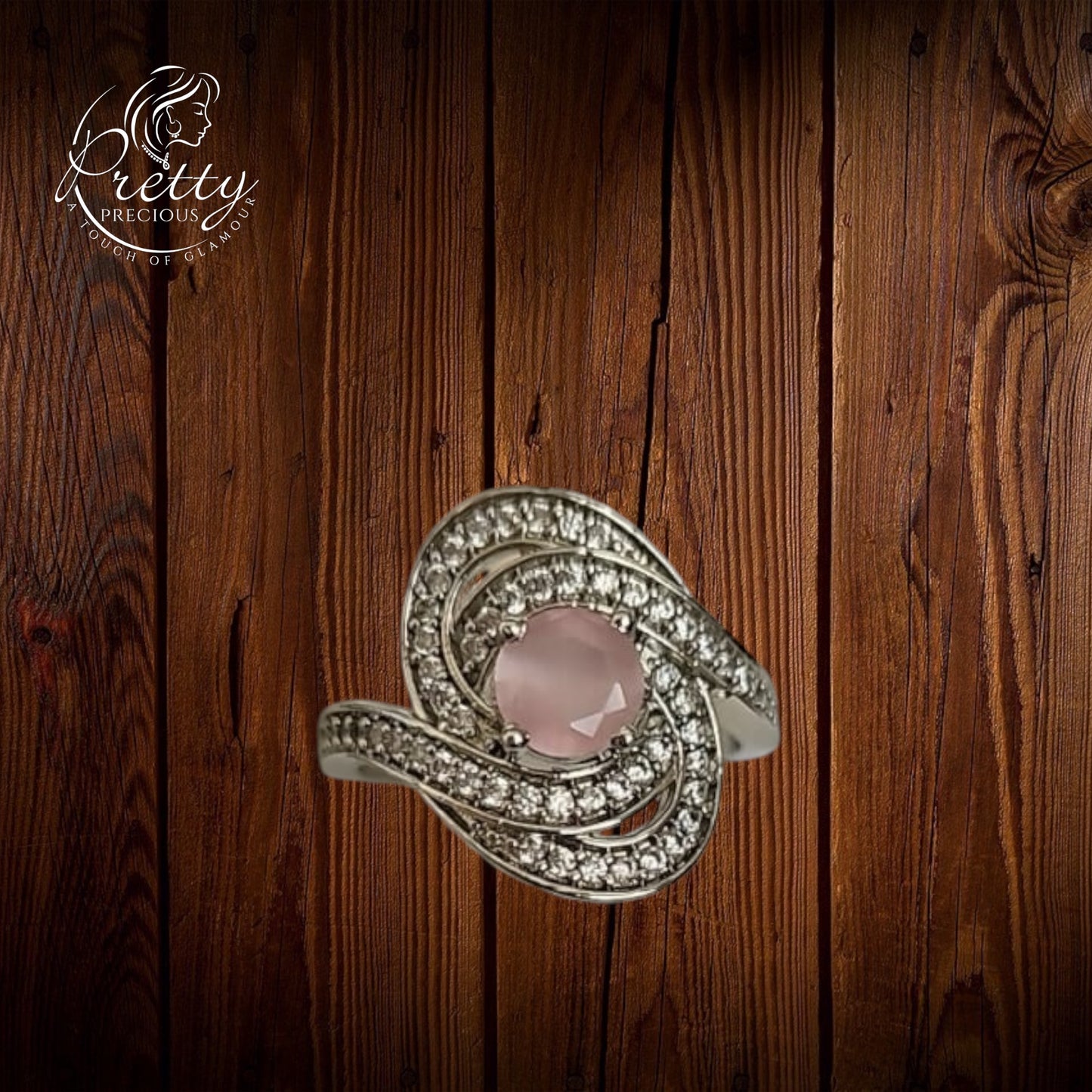 91609-RN Cz Adjustable Ring Pink