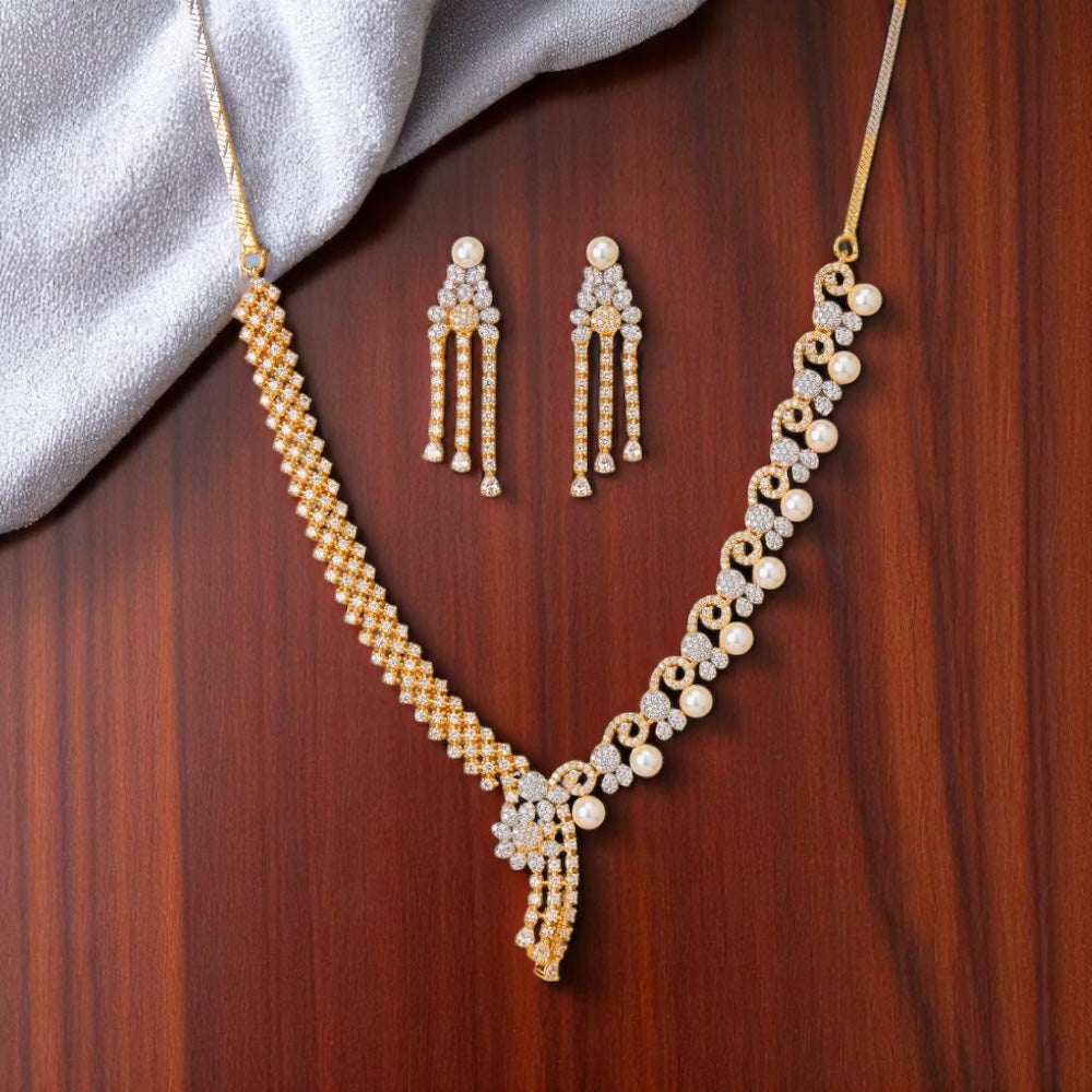 437358 Cz Delicate Necklace Gold