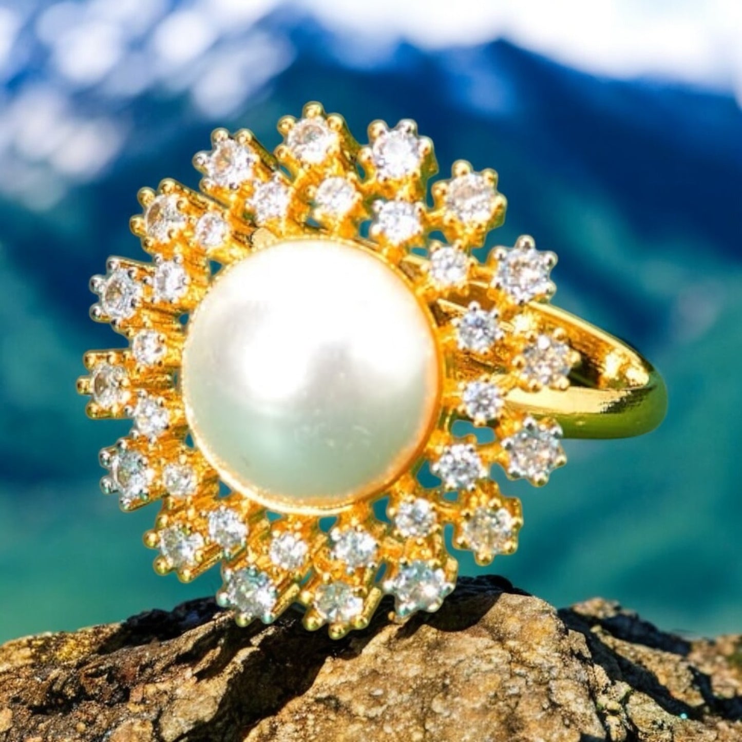 436742 Cz Adjustable Ring 2 Tone