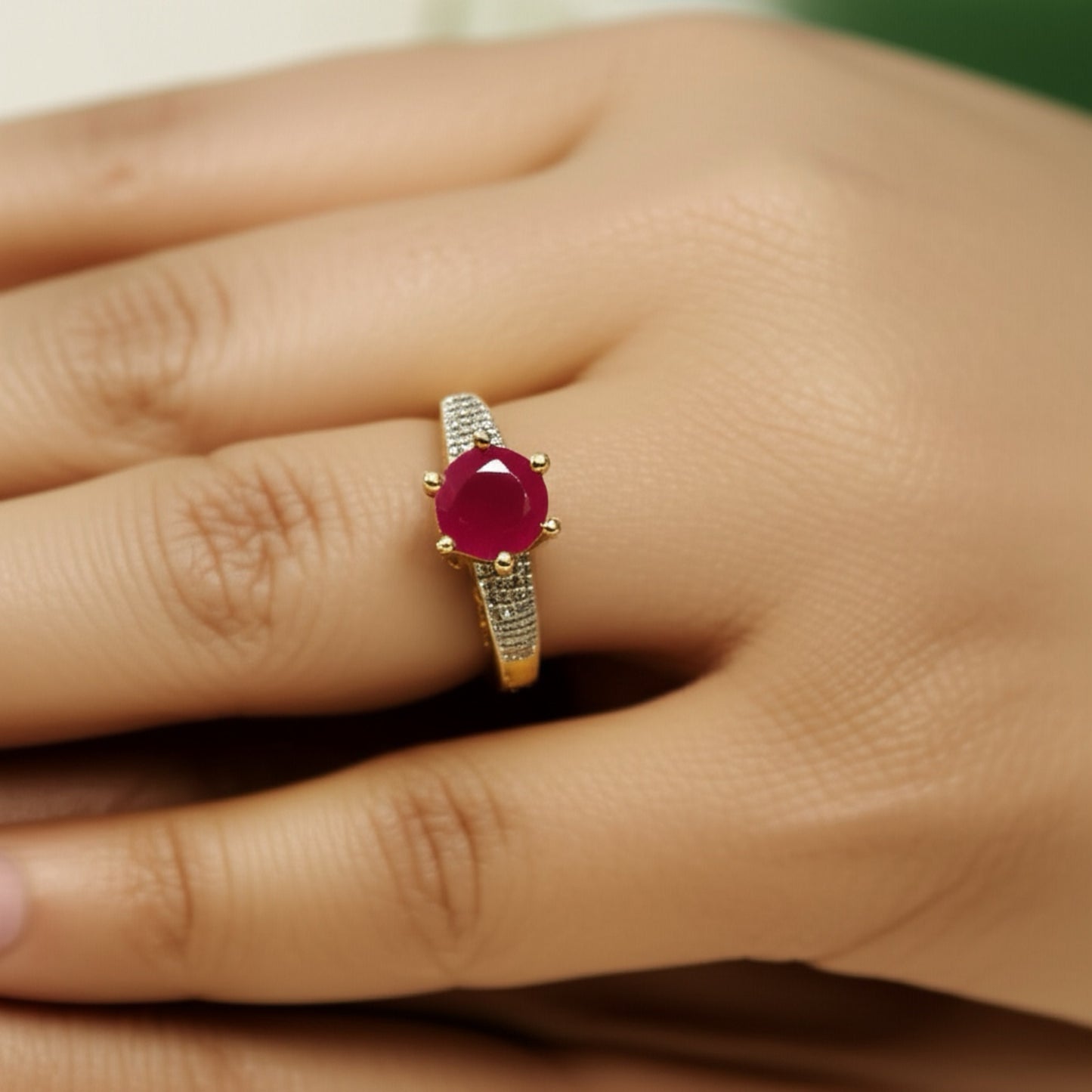 91259 Cz Adjustable Ring Ruby