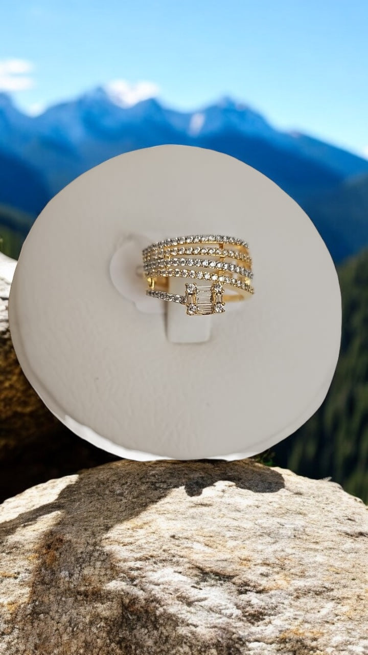 421147 Cz Adjustable Ring 2 Tone